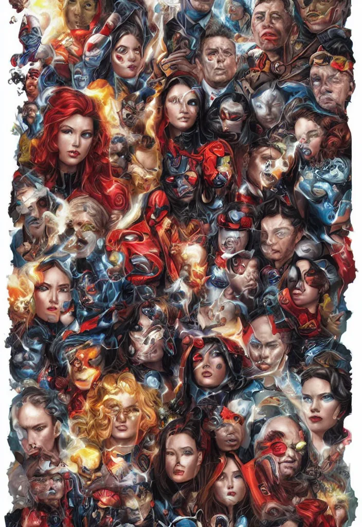 Prompt: natural disasters portrait, Marvel style, by Tristan Eaton, Stanley Artgerm and Tom Bagshaw.