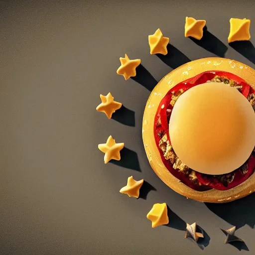 Image similar to cheeseburger is the center of universe, astronomical, vray, award winning