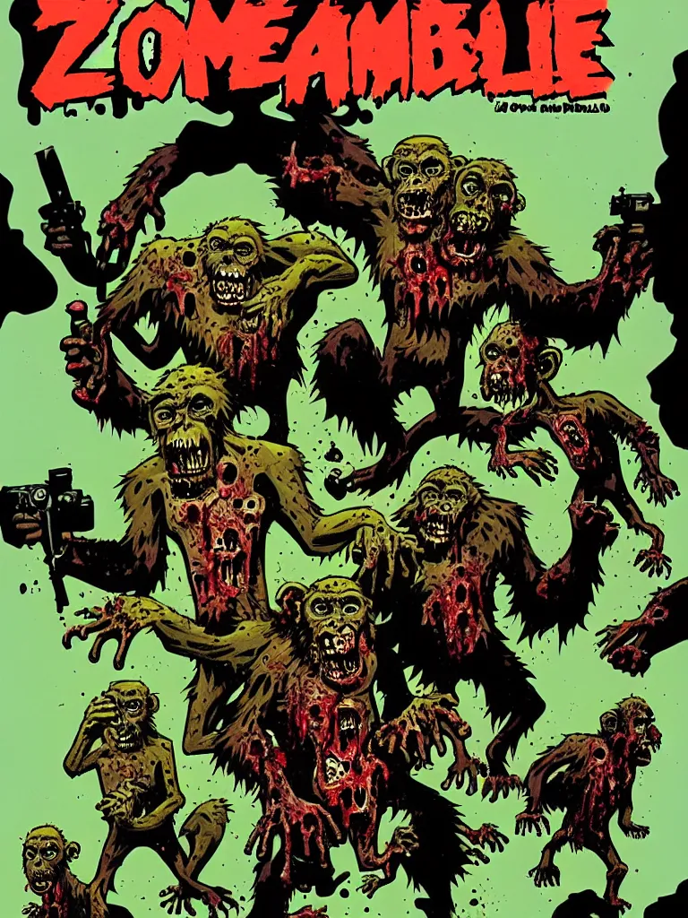 Image similar to zombie ape comic cover art by mike mignola,