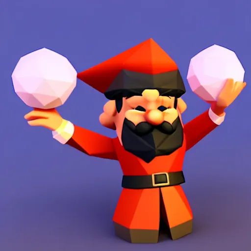 Image similar to sorcerer marx pondering his orb, low poly