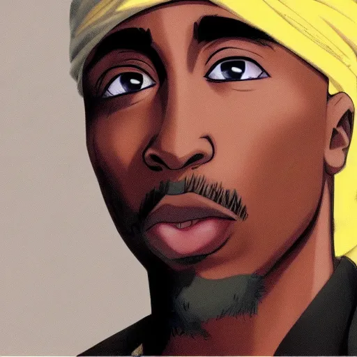 Image similar to Tupac Shakur, screenshot from a 2012s anime, anime