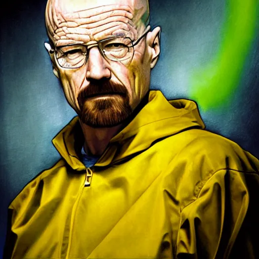 Prompt: portrait of Walter White, yellow lighting, highly detailed