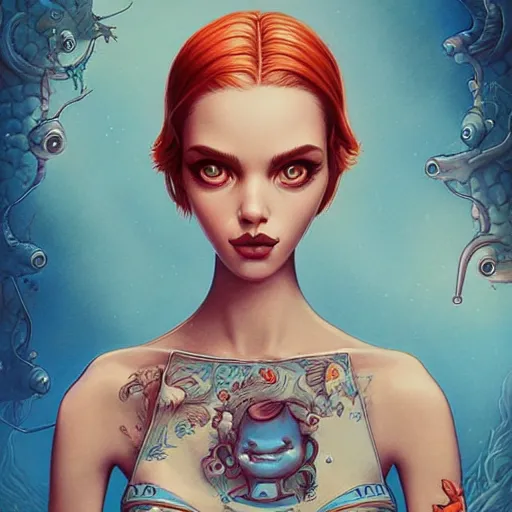 Image similar to Lofi aquatic portrait Pixar style by Joe Fenton and Stanley Artgerm and Tom Bagshaw and Tim Burton