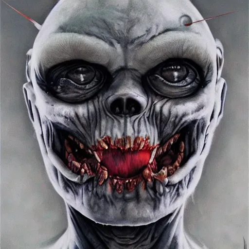 Prompt: a portrait of a zombie with its mouth and eyes sewn shut, by antonio j. manzanedo, giger, alex grey, android jones, wayne barlowe, trending on artstation