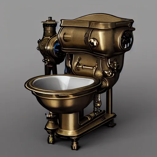 Prompt: steampunk toilet, octane render 4k