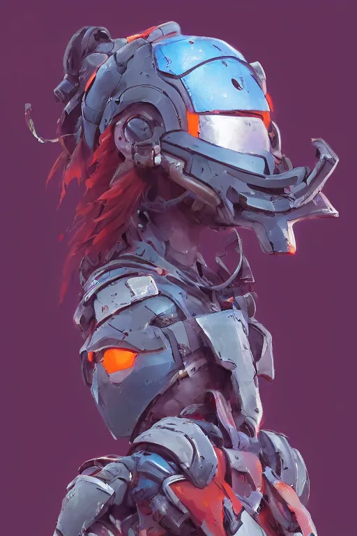 Image similar to combination suit armor aloy horizon forbidden west horizon zero dawn robot ninja mask helmet backpack tribal, fanart behance hd artstation by jesper ejsing, by rhads, makoto shinkai and lois van baarle, ilya kuvshinov, ossdraws