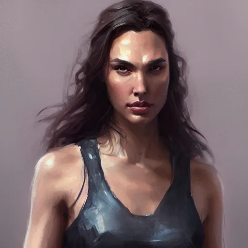 Image similar to “ portrait of gal gadot by greg rutkowski, young, attractive, highly detailed portrait, scifi, digital painting, artstation, concept art, smooth, sharp foccus ilustration, artstation hq ”