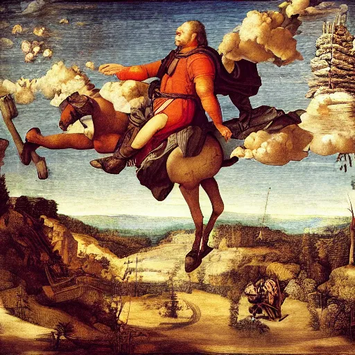 Prompt: a guy on an all-terrain vehicle, renaissance composition