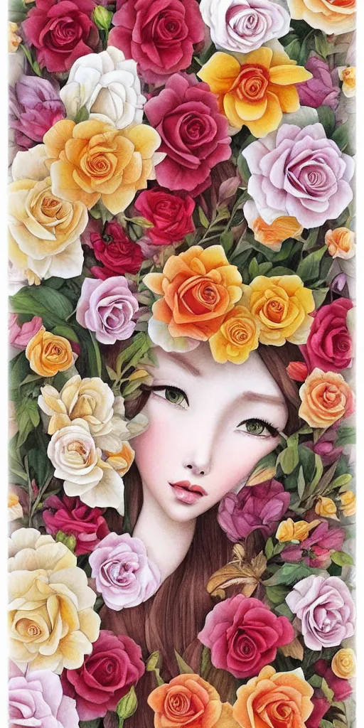 Image similar to beautiful flowers, by tran nguyen, warm colors, cozy, etsy stickers, white border, sticker sheet