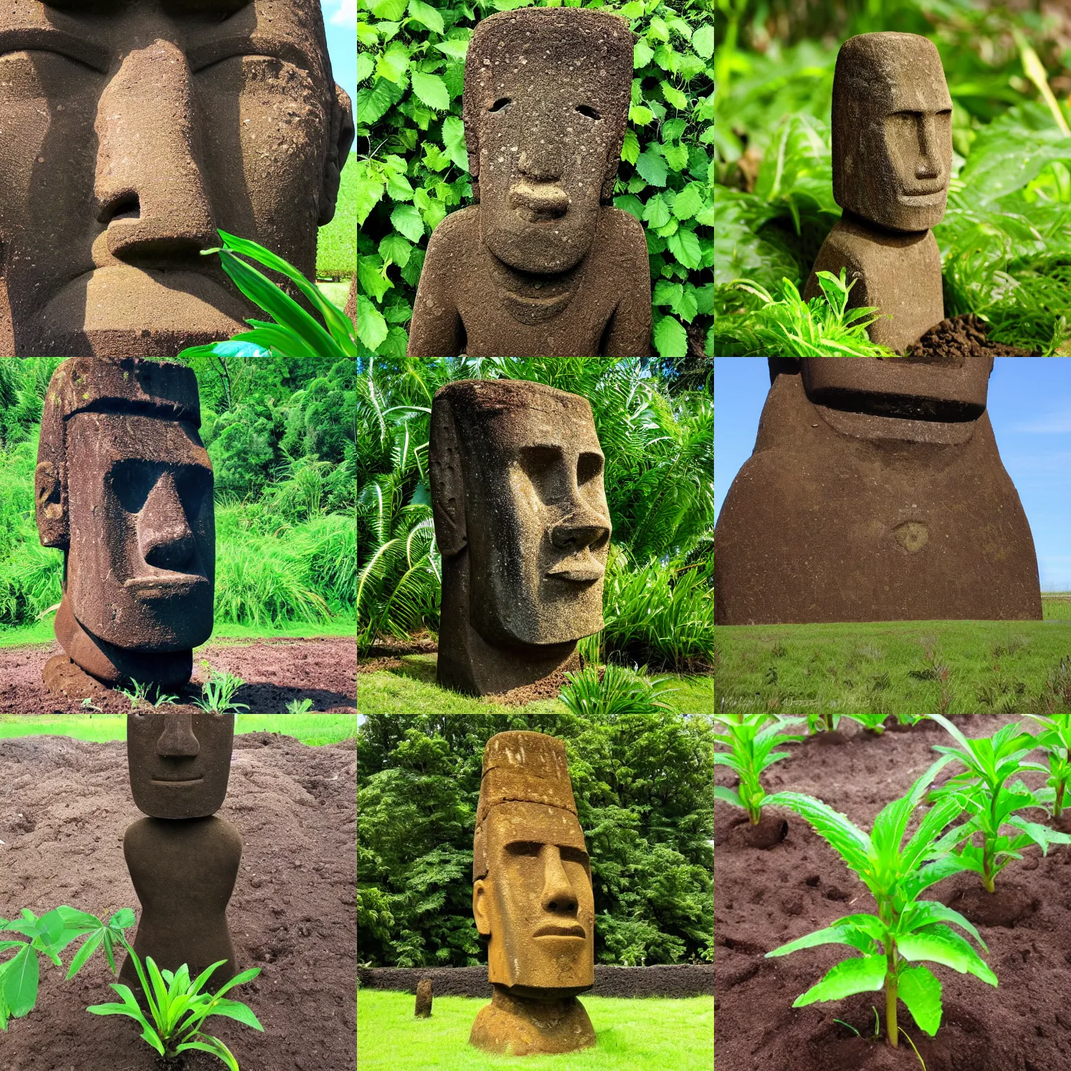 Prompt: moai seedling