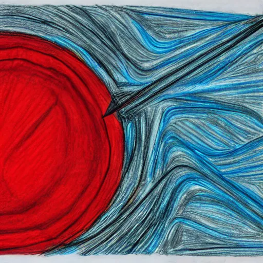 Image similar to abstract drawing outsider art style red ballpoint pen