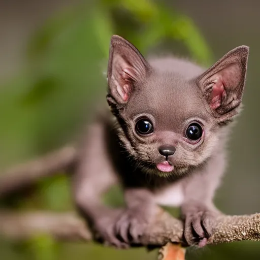 Prompt: a bat kitten, in the wild, Canon EOS R3, telephoto, very detailed, 4k