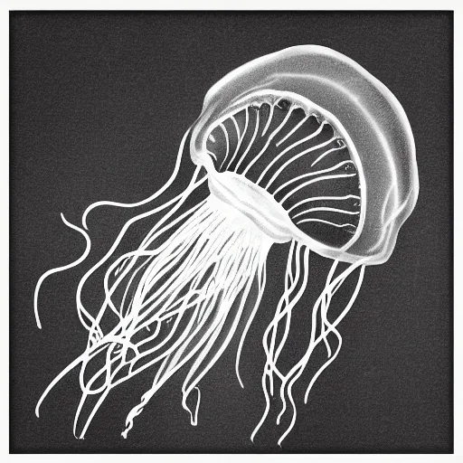 Prompt: jellyfish with barbed wire tentacles