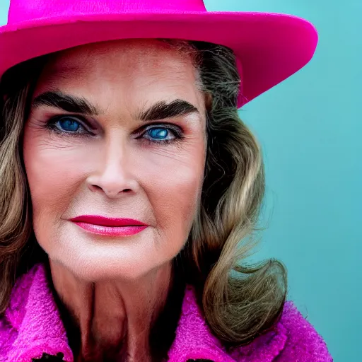 Image similar to old brooke shields actress at age 9 0 years old, color ( sony a 7 r iv, symmetric balance, polarizing filter, photolab, lightroom, 4 k, dolby vision, photography award ), vogue, perfect face