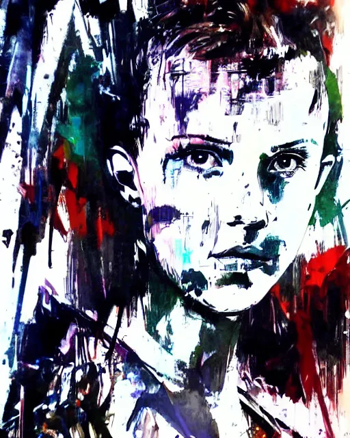 Prompt: epic portrait of millie bobby brown by yoji shinkawa