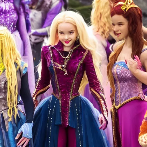 Prompt: queen mal from descendants, disney, dove cameron