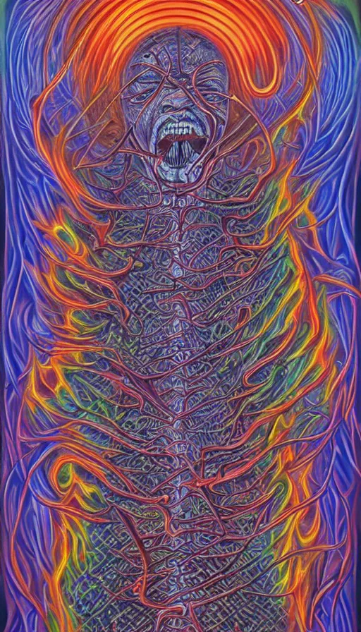 Image similar to rage, by alex grey,