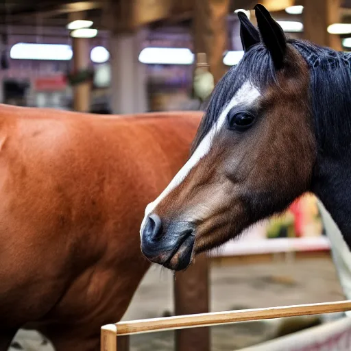 Prompt: horse shopping for groceries, 4k