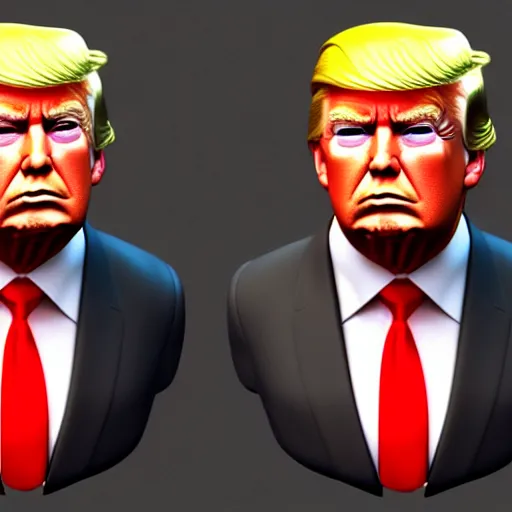 Image similar to 3 d model render of donald trump, photorealistic, art station