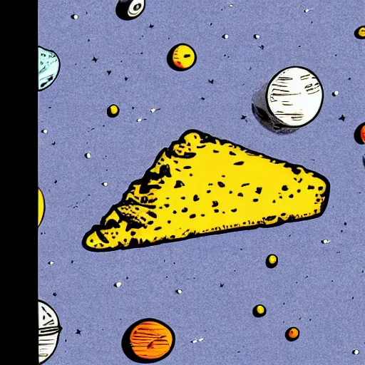 Image similar to an alien society on the moon made entirely from cheese. digital illustration. highly realistic and detailed.