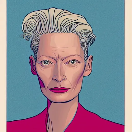 Image similar to tilda swinton retro minimalist portrait by jean giraud, moebius starwatcher comic, 8 k