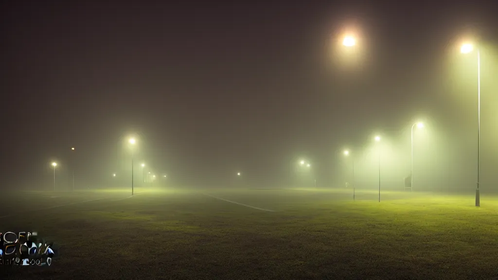 Image similar to photograph of a foggy neon park at night by henri prestes, 4 k resolution