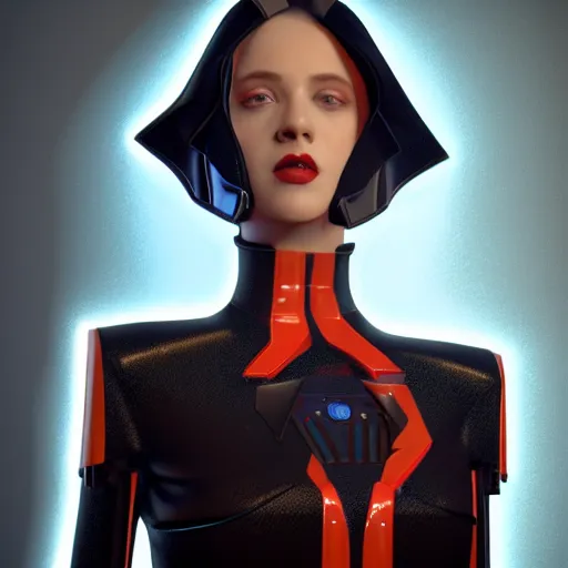 Image similar to star warsl inspired avant-garde art, deco fashion, highly detailed, photorealistic portrait, bright studio setting, studio lighting, crisp quality and light reflections, unreal engine 5 quality render