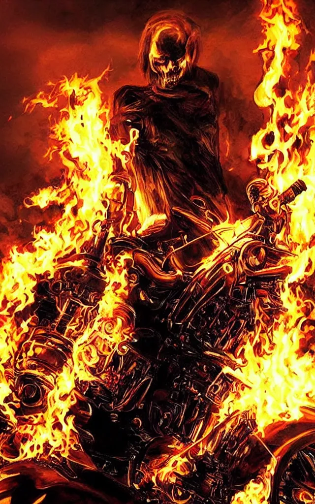 Image similar to keanu reeves as ghost rider, cinematic, moody lighting, cinematic lighting, insanely detailed and intricate, hyper realistic, super detailed