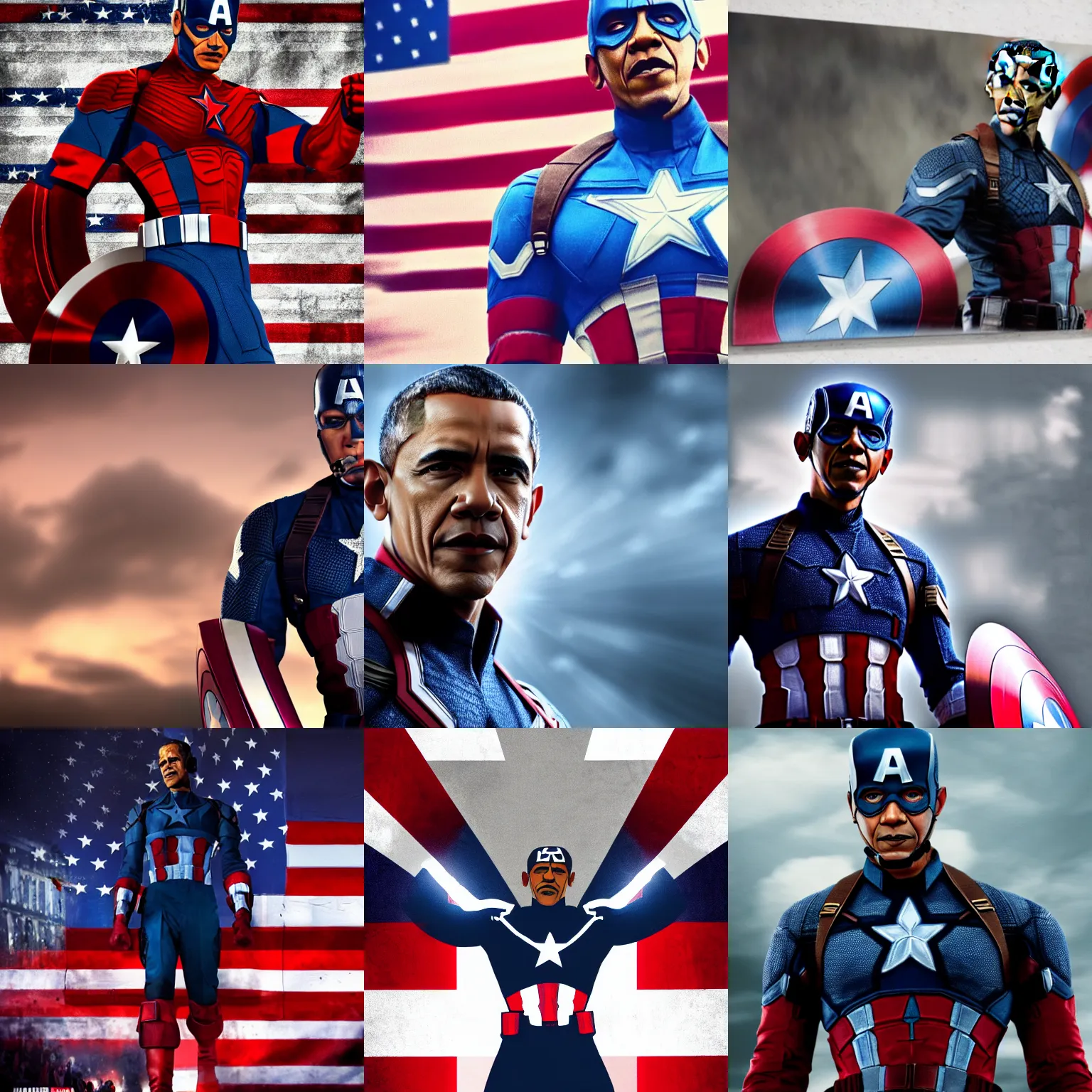 Prompt: barack obama as captain america, movie scene, 4 k, high detail