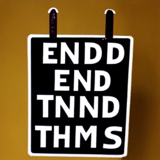 Image similar to 'END TIMES' sign that reads: END TIMES