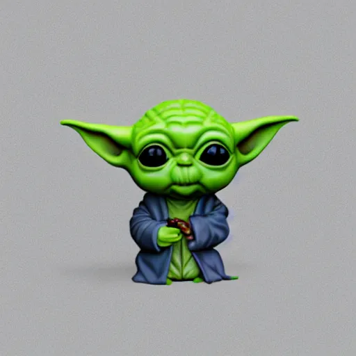 Image similar to isometric cute baby yoda funko pop