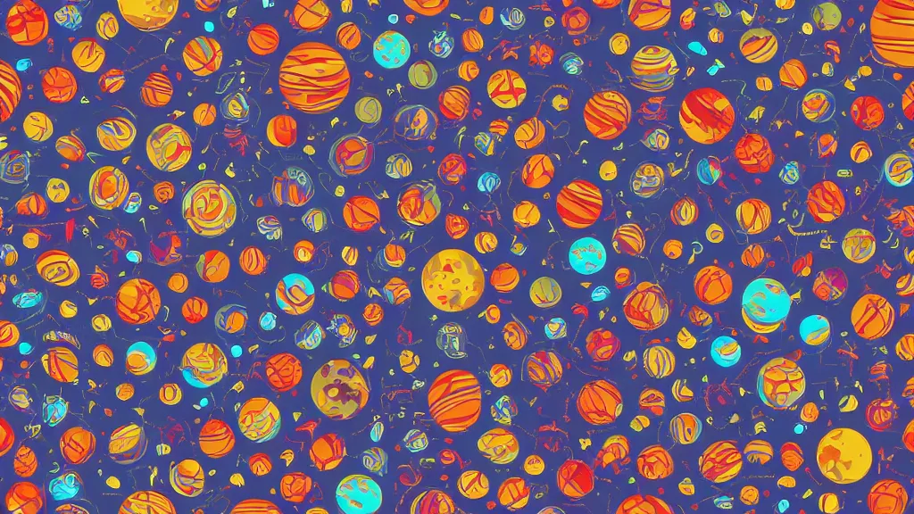 Image similar to a seamless planet pattern, circular, space, artstation, digital art.