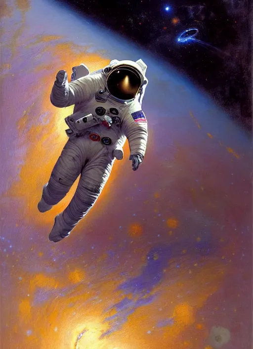 Image similar to an astronaut falling into a black hole, highly detailed painting by gaston bussiere, craig mullins, j. c. leyendecker 8 k