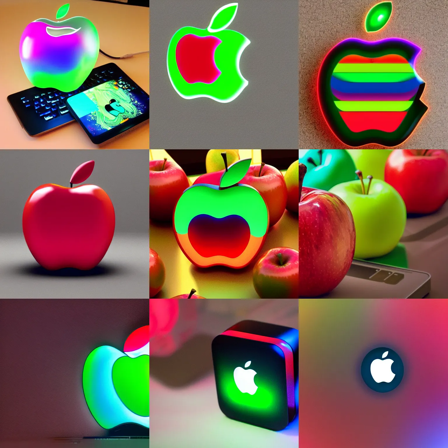 Prompt: An RGB gaming apple, the fruit