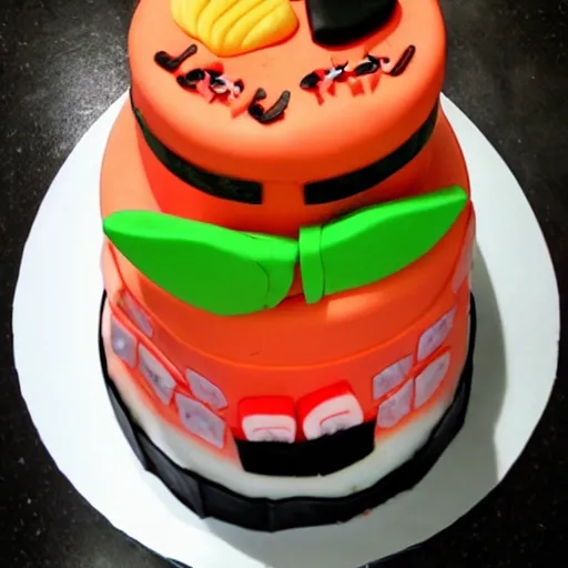 Prompt: sushi birthday cake