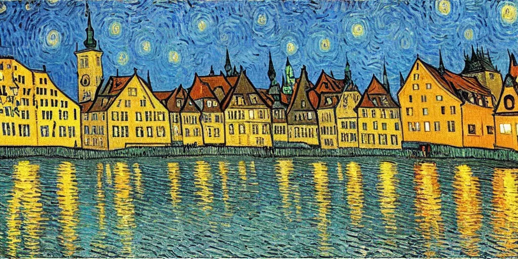 Image similar to Bamberg painted by Van Gogh