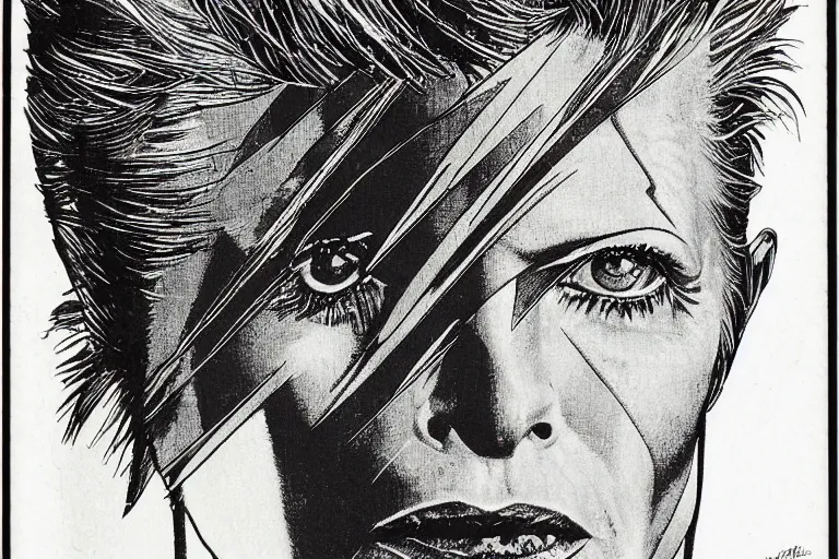 Image similar to david bowie aladdin sane by ed fairburn, joseph clement coll, franklin booth