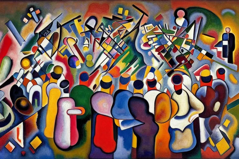 Prompt: ( ( a beautiful 8 k photorealistic masterpiece oil painting as a logo ) ( of ( group of people standing with their backs to the camera ) ( nuts and bolts ) ( painted by wassily kandinsky ) ) ( hyperrealism ) ( 1 6 k ) ( trending on artstation )
