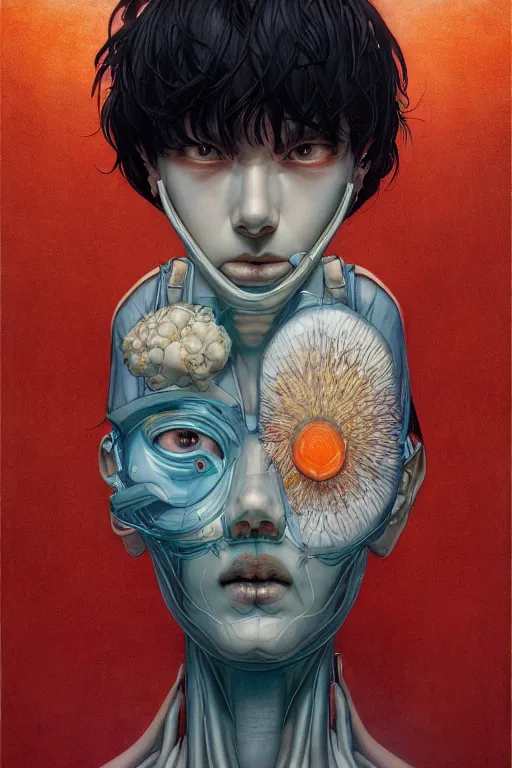 Prompt: prompt : figurative unique features subconscious, symmetrical face, portrait soft light painted by james jean and katsuhiro otomo and erik jones, inspired by akira anime, smooth face feature, intricate oil painting, high detail illustration, sharp high detail, manga and anime 1 9 9 9