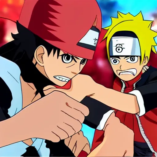 Image similar to boruto fighting luffy