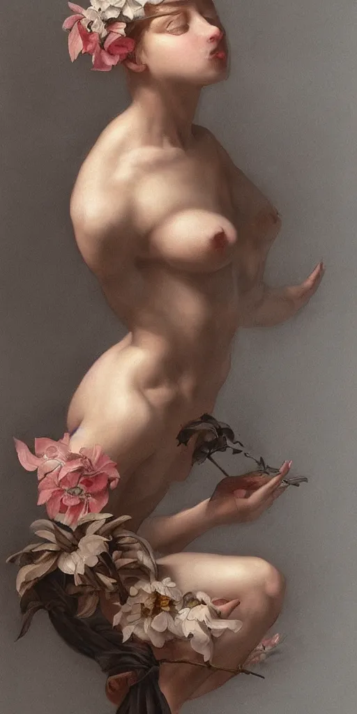 Image similar to highly detailed beautiful photography of flower, sharp focus, dramatic, dynamic, lighting, elegant, blue background, harmony, beauty, masterpiece, by roberto ferri, by kim jung gi, pencil draw