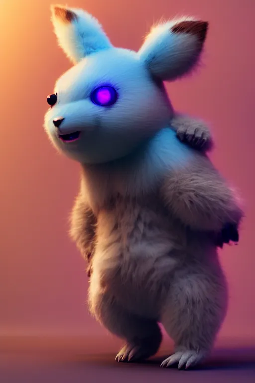 Prompt: high quality 3 d render post - cyberpunk very cute fluffy! wombat cyborg, mechanical paw, highly detailed, unreal engine cinematic smooth, in the style of detective pikachu, hannah yata charlie immer, neon blue light, low angle, uhd 8 k, sharp focus