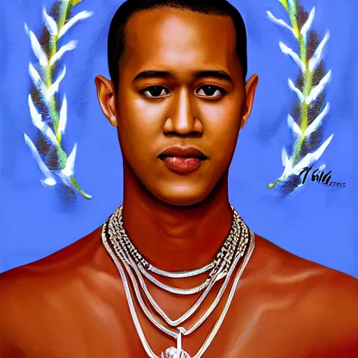 Image similar to thaiboy digital presidential portrait, realistic painting