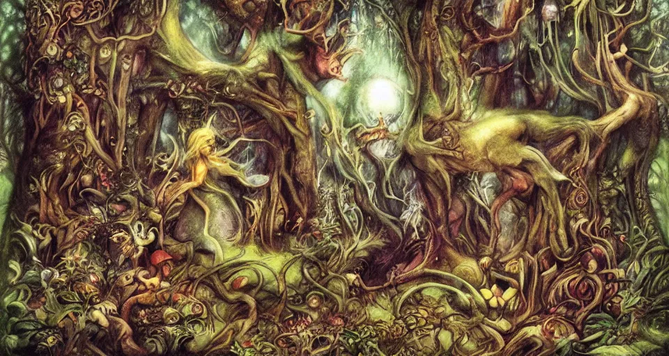 Image similar to Enchanted and magic forest, by Brian Froud