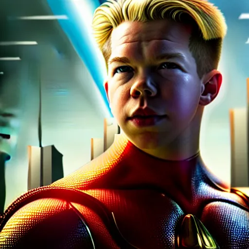 Prompt: buffed up will poulter as adam warlock in a Marvel movie by nuri iyem, james gurney, james jean, greg rutkowski, anato finnstark. hyper detailed, 50mm, award winning photography.