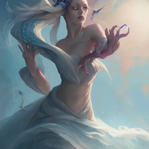 Image similar to a beautiful sorceress of magic, book cover, by peter mohrbacher and artgerm and wlop and greg rutkowski, digital art, highly detailed, intricate, fantasy, mystical, ethereal, Trending on Artstation HQ, deviantart, unreal engine, 4K UHD image