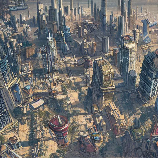 Image similar to a city in 1 6 4 0, cyberpunk, concept art, from above
