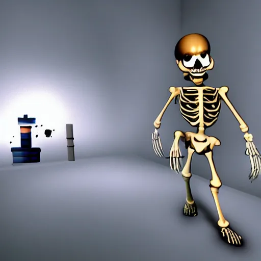 Image similar to A skeleton in the game Super Mario 64, Mario:0