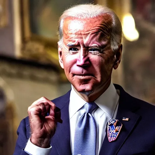Prompt: Joe Biden with clown make-up all over his face