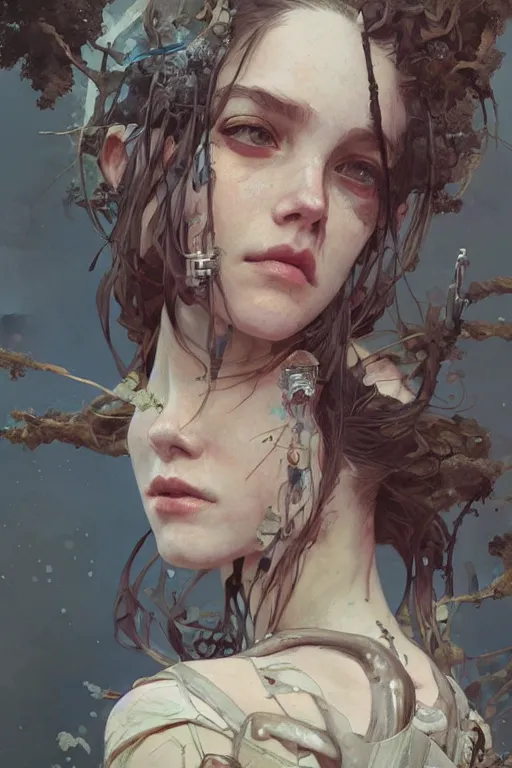 Prompt: A full portrait of a beautiful post apocalyptic offworld botanist, intricate, elegant, highly detailed, digital painting, artstation, concept art, smooth, sharp focus, illustration, art by Krenz Cushart and Artem Demura and alphonse mucha